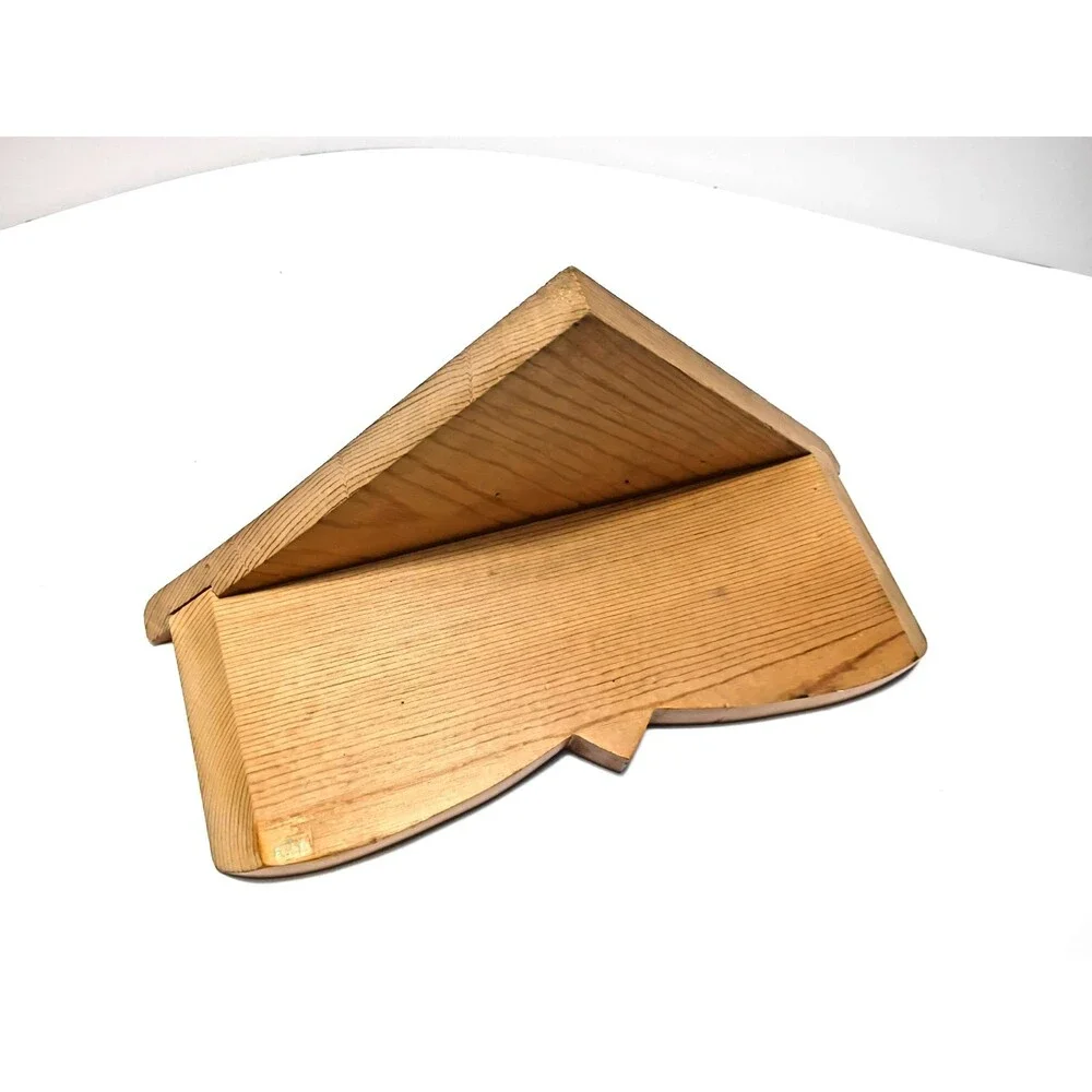 Honey Oak Corner Tabletop Shelf, Handmade, Painted Hearts, VTG Farmhouse Grandma
